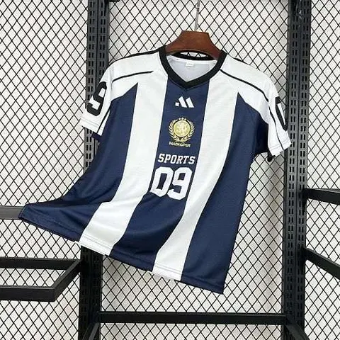 Unisex Light Blue Striped 2026 World Cup Style V-Neck Soccer Jersey 1