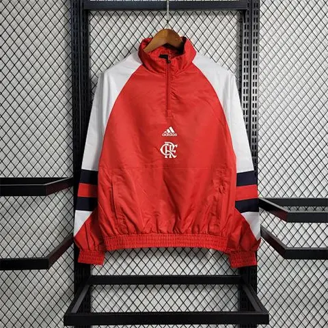 23-24 Flamengo red with white sleeves Windbreaker