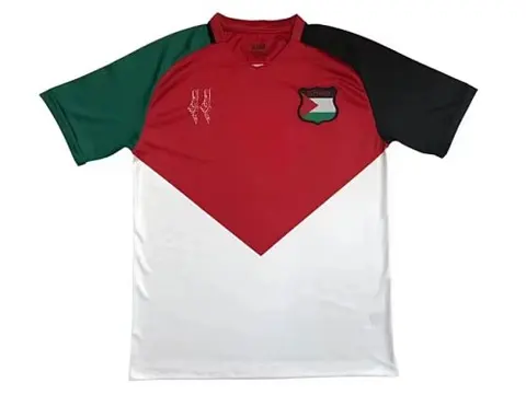 Palestine red and white retro version jersey