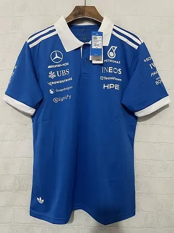 2026 Mercedes Blue Polo F1 Jersey Size S-5XL