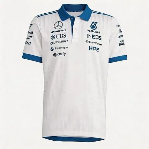 2026 Mercedes White Polo F1 Jersey Size S-5XL