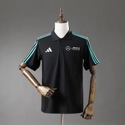 Mercedes 2025 black F1 polo S-3XL