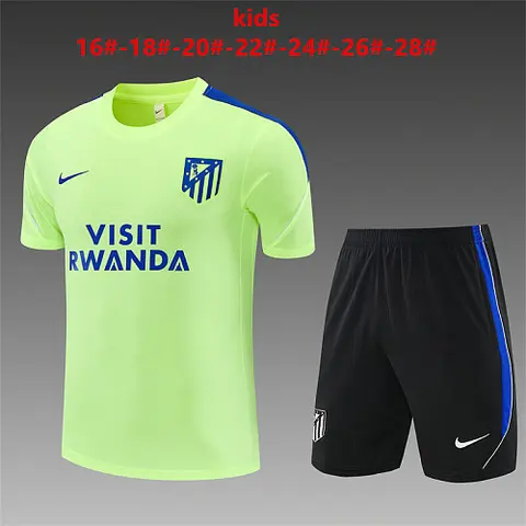2026/27 Atletico Madrid Fluorescent Green Training Kids Kit Size 16-28