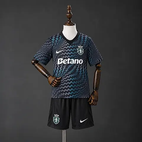 2026/27 Sporting CP Black Goalkeeper Kids Kit Soccer Jersey 16-28
