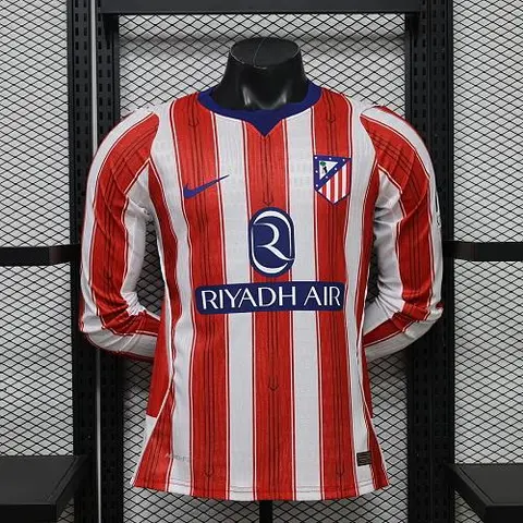 2026/27 Atletico Madrid Home Long Sleeve Player Version Soccer Jersey Size S-2XL