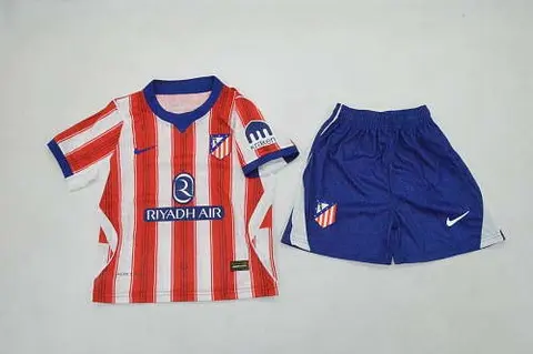 2026/27 Atletico Madrid Home Player Version Kids Kit Soccer Jersey 16-28