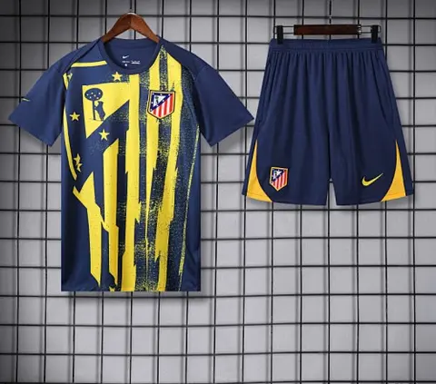 Atletico Madrid 2025/26 Yellow And Blue Training Soccer Suit