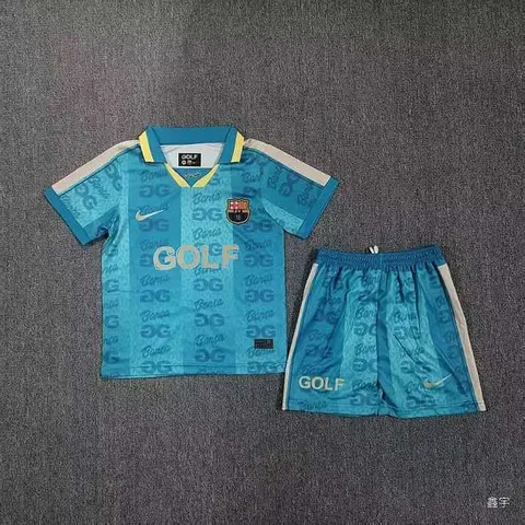 2026/27 Barcelona GOLF Blue Special Kids Kit Soccer Jersey 16-28