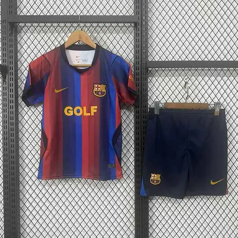 2026/27 Barcelona Home GOLF Kids Kit Soccer Jersey 16-28