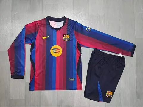 2026/27 Barcelona Home Long Sleeve Kids Kit 16-28