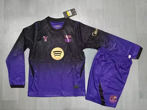 2026/27 Barcelona Purple Away Long Sleeve Kids Kit 16-28