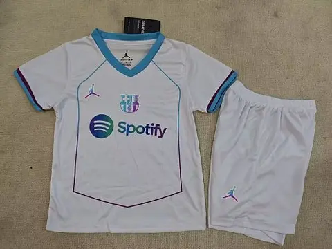 2026/27 Barcelona White Training Kids Kit Jersey Size 16-28