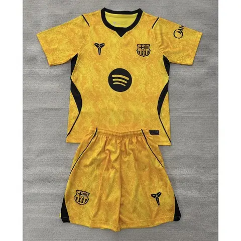 2026/27 Barcelona Yellow Goalkeeper Kids Kit Soccer Jersey Size 16-28