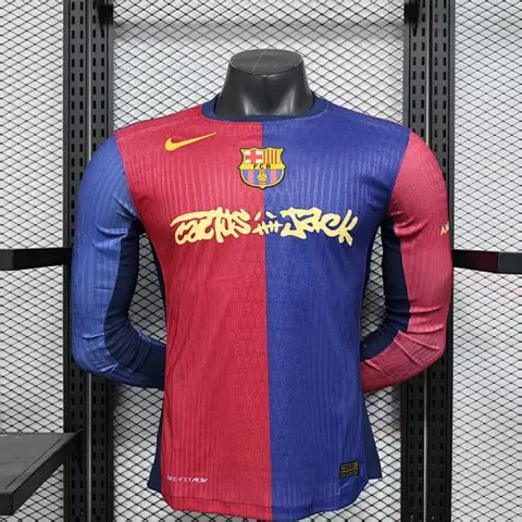 Maillot de football 25-26 BAR x Travis Scott — Version joueur · Manches longues
