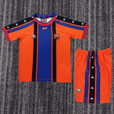 Ensemble de football enfant Barcelona — 1997/98 · Extérieur · Rétro · tailles 16–28