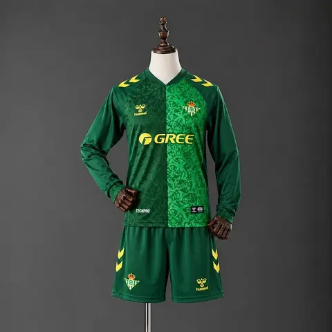 2026/27 Real Betis Away Long Sleeve Kids Kit Soccer Jersey 16-28