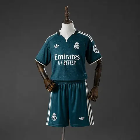 2026/27 Real Madrid Away Green Kids Kit Soccer Jersey Size 16-28