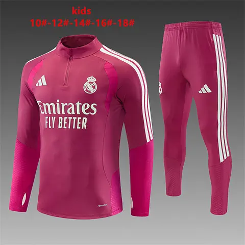 2026/27 Real Madrid Rose Half Zip Training Suit Kids Size 10-18