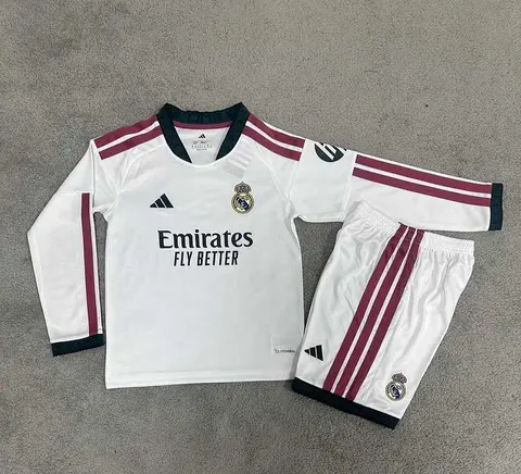 2026/27 Real Madrid White Home Long Sleeve Kids Kit 16-28