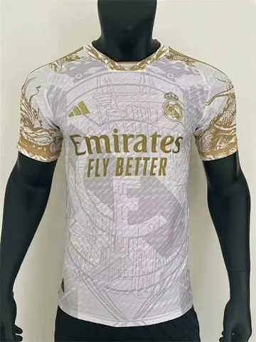 Maillot de football 23-24 R MAD blanc-doré Dragon édition spéciale — Version joueur