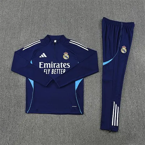 Real Madrid 2025/26 Dark Blue Half zipper Training Suit S-2XL