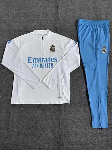 Real Madrid 2025/26 White Half zipper training clothes Kid Size 10-18