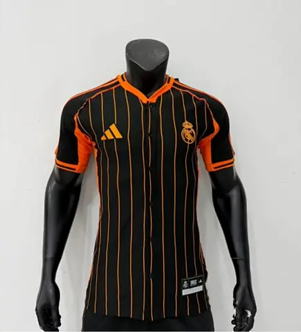Real Madrid 2025/26 black orange Player Version Baseball jersey size S-2XL
