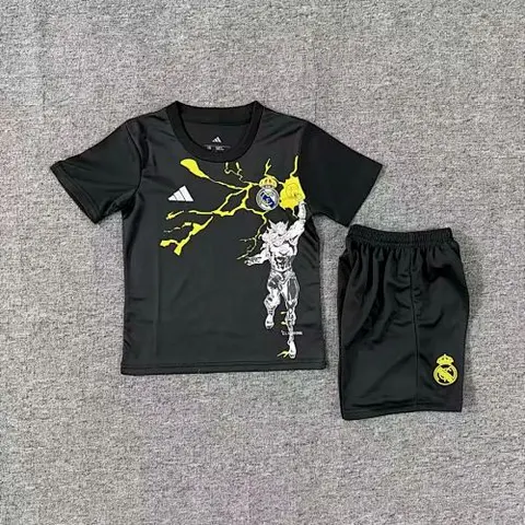Real Madrid 25/26 Avengers - Pre-Match Black Kids kit Jerseys SIZE 16-28