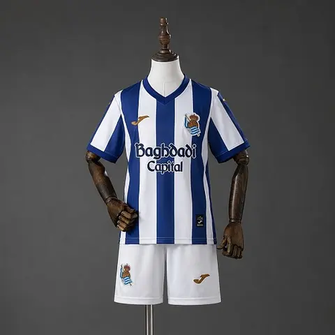 2026/27 Real Sociedad Home Kids Kit Soccer Jersey 16-28