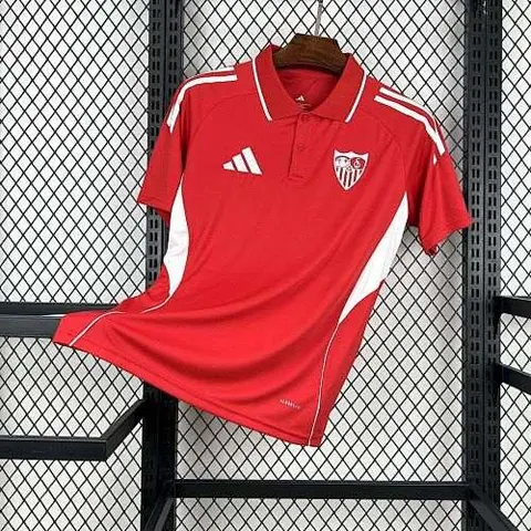 Mens Sevilla FC 2025/26 Red Travel Polo Jersey