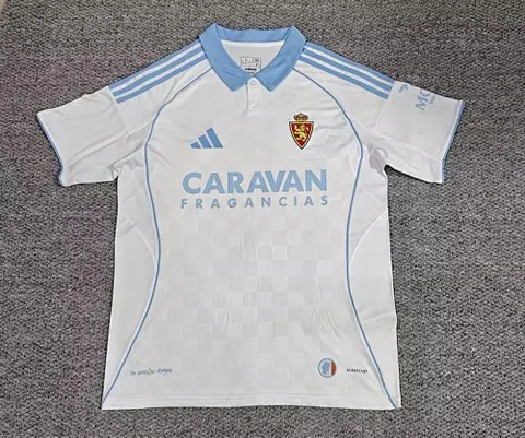 25-26 Real Zaragoza home soccer jersey