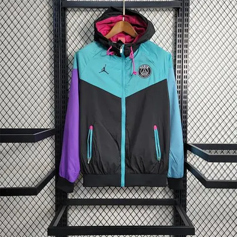19-20 PSG Black with Blue and Purple Windbreaker