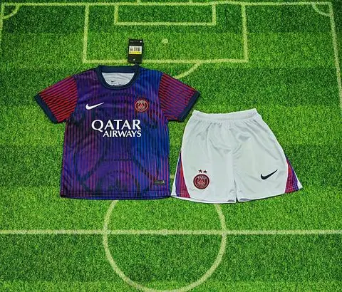 2026/27 Two-Star PSG Purple and Red Training Kids Kit 16-28