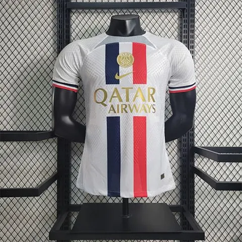 23-24 PSG white with royal blue and red training shirt player version