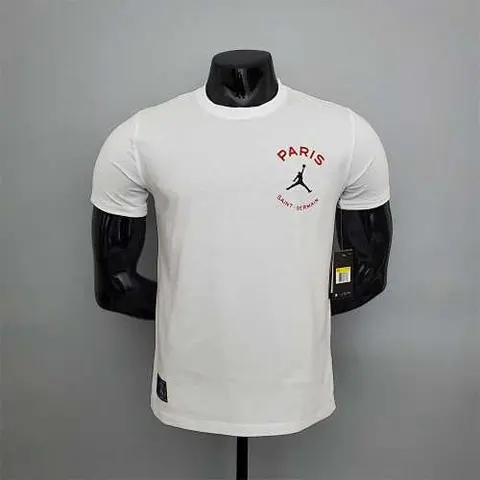 PSG Jordan white red-back logo T-shirt
