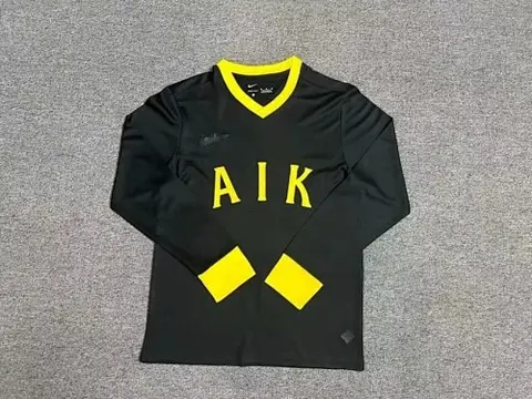 Maillot de football 24-25 AIK Stockholm anniversaire version noir — Manches longues
