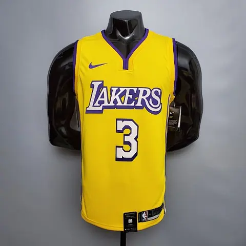 DAVIS #3 Lakers V_neck City Edition yellow NBA jersey Size_XS_XXL Nike connect recognition