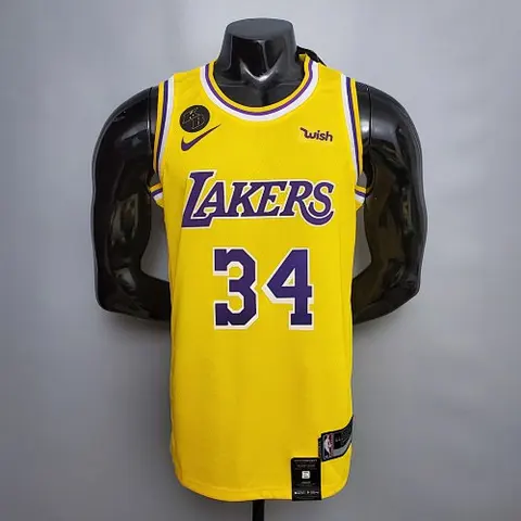 O'Neal #34 Lakers Commemorative Edition Round neck yellow NBA jersey Size_XS_XXL Nike connect recogn