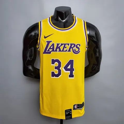 O'Neal #34 Lakers Round neck yellow NBA jersey Size_XS_XXL Nike connect recognition