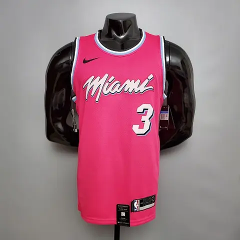 WADE #3 Miami Heat V_neck pink NBA jersey Size_XS_XXL Nike connect recognition