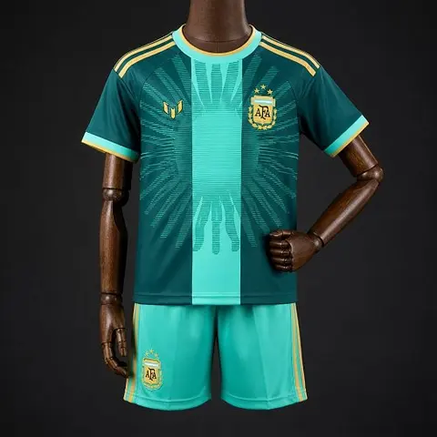 2026 Argentina Messi Farewell Commemorative Green Kids Kit 16-28