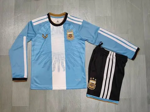2026 Argentina Messi Farewell Commemorative Long Sleeve Kids Kit Soccer Jersey 16-28