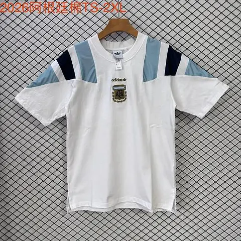 2026 Argentina White EQT Tricolor Casual Retro T-Shirt Size S-2XL