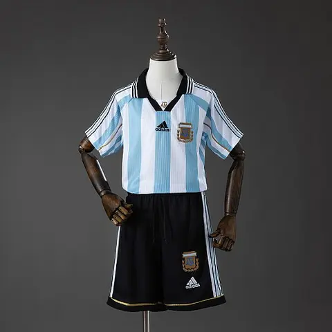 Argentina 1998 Home Retro Kids Kit Jersey Size 16-28
