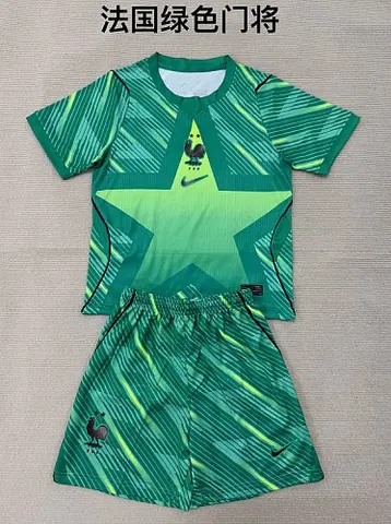France 2026 World Cup Green Goalkeeper kids Soccer jersey 16-28