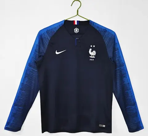Retro 2018 France home long sleeves soccer jersey size S-2XL