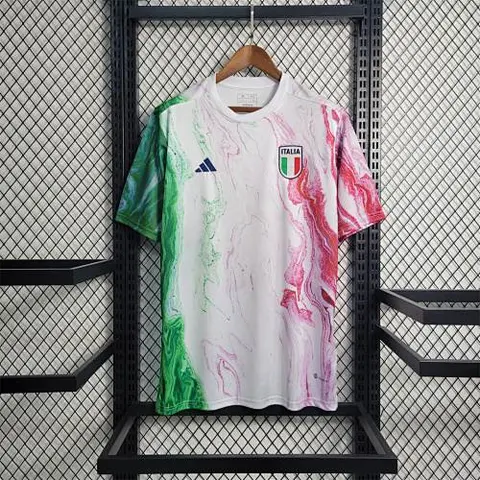 2023 Italy white with green and pink training shirt