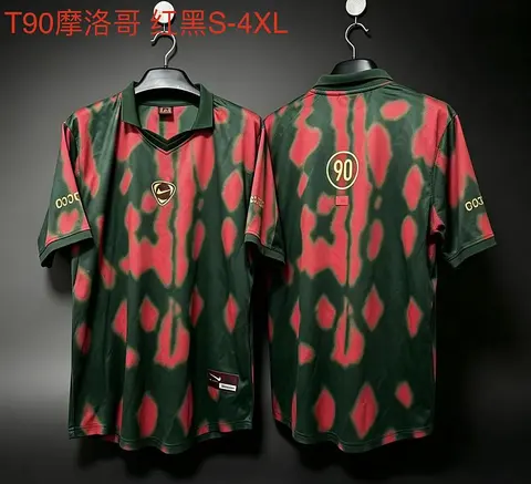 2026 Morocco Travis Scott Cactus Jack Total 90 Green And Red Retro Soccer Jersey S-4XL