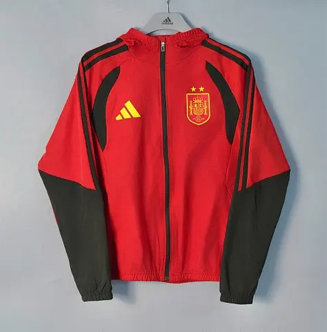 2026 Spain Red and Black Windbreaker Jacket S-3XL