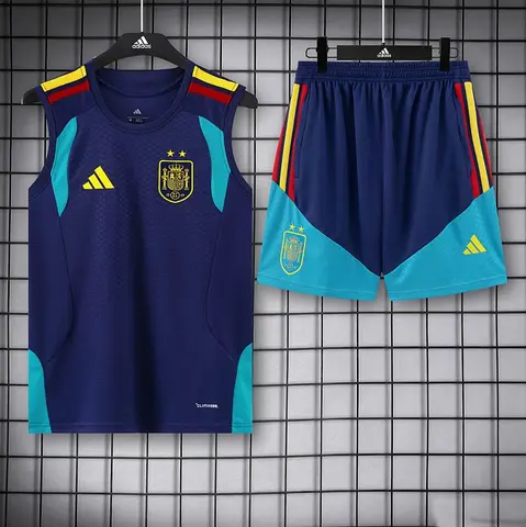 2026 Spain Two Stars Dark Blue Vest Suit S-2XL